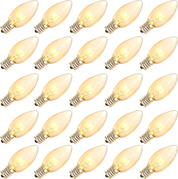 Abeja 25 Pack C9 Incandescent Replacement Bulb C9 Christmas Light Bulb for