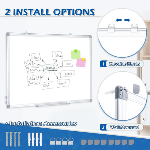 DOLLAR BOSS Magnetic Dry Erase Board, 24 x 18 Inch Double-Sided Whiteboard for Office, School, Home with 8 Magnets