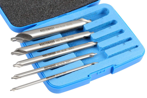 Accusize Industrial Tools 5 pc H.S.S. M2 Long Series Center Drill Set, 4'' OAL, 3560-1001