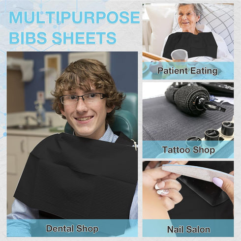 550 Pack 13"x18", 3-Ply Disposable Dental Bibs Waterproof Tattoo Bibs Sheet for Nail Salon, Dental Clinic, Feeding
