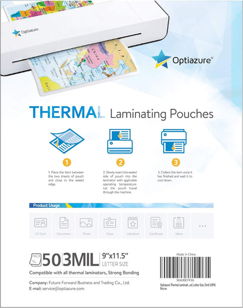 Thermal Laminating Pouches 9"x11.5" Inches, 3mil 50Pack, Clear Laminating Sheets for Office and School Supplies