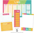 Bright Motivational Sticky Note Ensemble Set / 5 Notepad Set - 50 Sheets Per Pad/Modern and Sassy Repositionable Notepad Desk Set