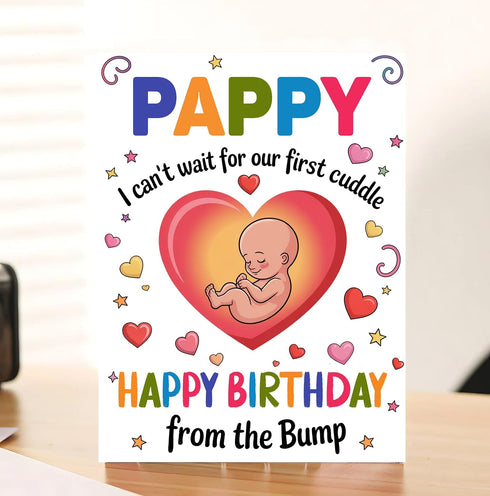 Moonlit93 Pappy - I Can't Wait For Our First Cuddle Happy Birthday From The Bump! Card - Ideas Birthday Card For Pappy