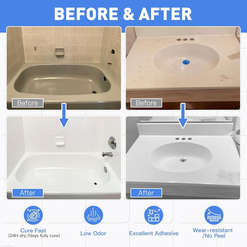 25-30sq.ft, 16.5oz, DWIL Tile Paint, Tub and Tile Refinishing Kit with Tools, Water-based Bathtub Paint - Low Odor