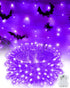 Kelumi Halloween String Lights Battery Operated, Purple Lights with Timer Waterproof 16.4ft 50