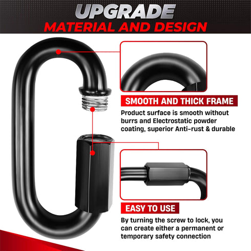 2PCS Heavy Duty Chain Quick Links, 4.2”, 2500 LBS Weight Capacity, Durable Anti-Rust High Strength Chain Connector