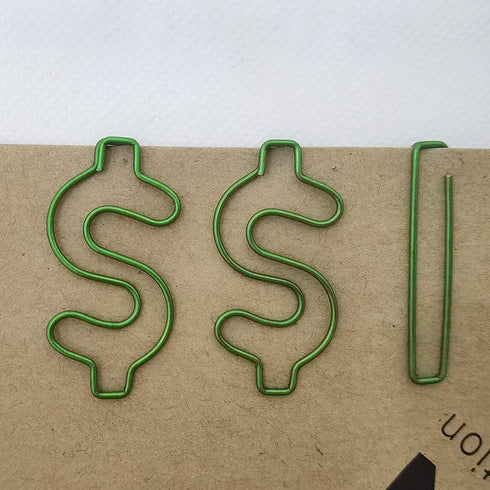 Rurili Creative Green Dollar Sign Divided Paper Clip, Metal Bookmark, 50 Pcs for Home Office School Organizing