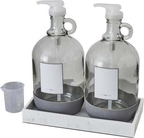 Generic 128 oz 4-Piece Set fl Laundry Detergent Dispenser - BPA-Free Leak-Proof Easy-Pour Containers, Clear & White