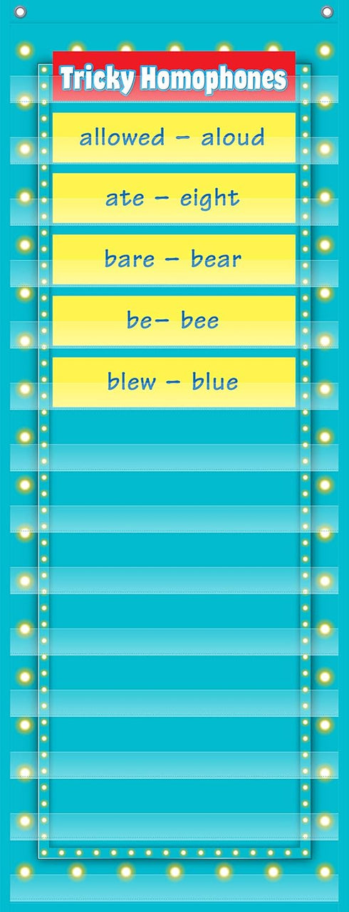 Teacher Created Resources Light Blue Marquee Pocket Chart - 14 Pocket (13" x 34"), Model: 20773