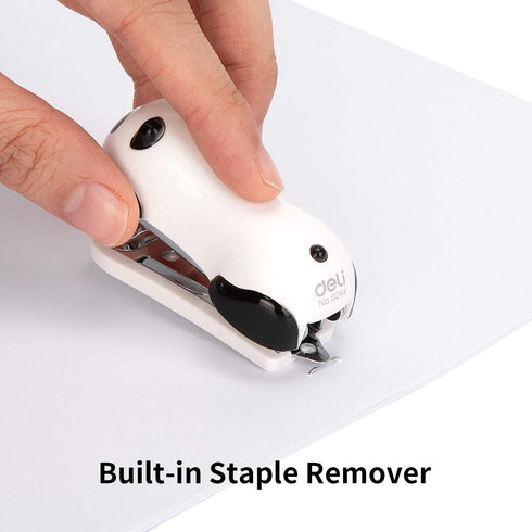 Deli Mini Cute Panda Desktop Stapler, 12 Sheet Capacity, Includes Staple Remover & 1000 No.10 Staples