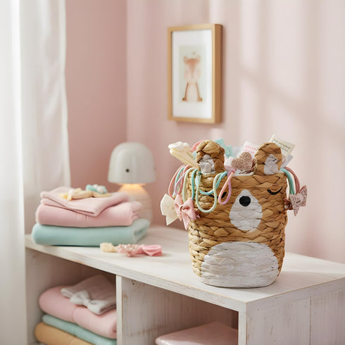 VIETBAS Holder-set 4 Cute Animal Woven Basket Organizer - Decorative Corgi Makeup Brush