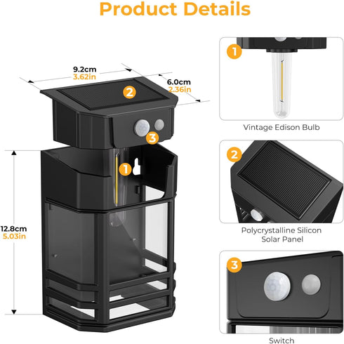 Outdoor,3 IP65 1200mAh btfarm Solar Wall Lights Modes Motion Sensor Lights Dusk to Dawn, Waterproof Porch Light Solar