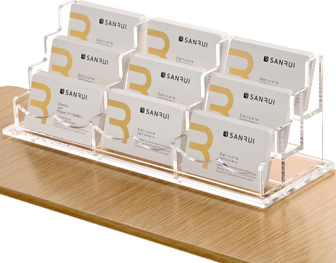 SANRUI Clear Horizontal Business Card Holder Stand for Desk, Acrylic Desktop Display