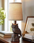 14.25" G-SAFAVA Small Table Lamp for Living Room Farmhouse Bedside Resin Single Lamp with Brown Owl Lamp Shape