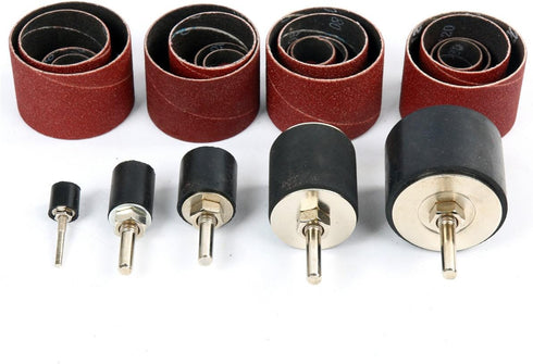 8milelake 25pcs Sanding Round Drum Set for Woodworking, Drill Press Sander Sleeves Tool