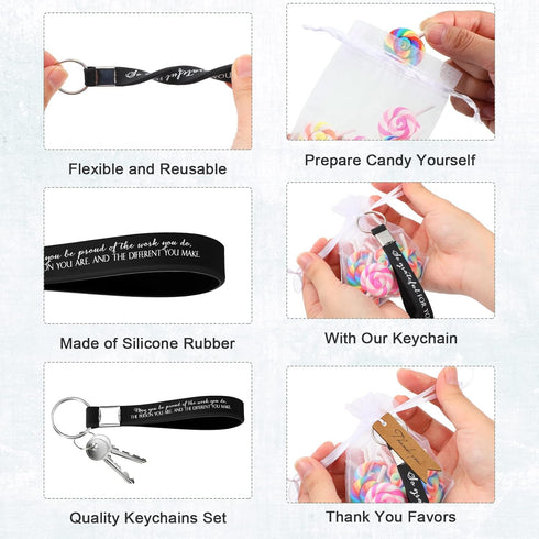 Roowest 60 Sets Employee Appreciation Gift, Thank You Silicone Motivational Keychains for Assistant, Teacher, Nurse