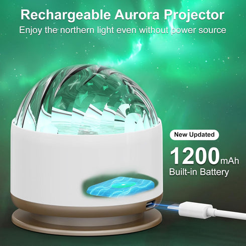 16 HUMIIEYE Northern Light Projector, Battery Operated Aurora Night Light, Colors Galaxy Lamp Ocean Wave Ceiling
