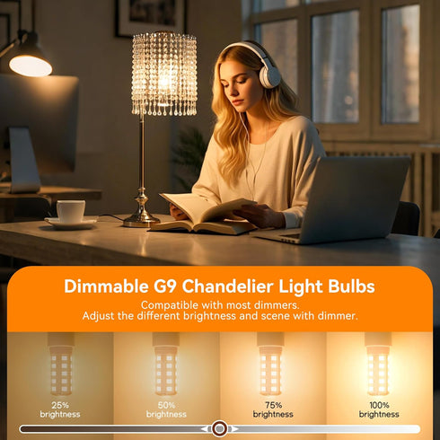 Dimmable G9 Bulb 4W 40 2700K T4 G9 9 Bulb 120V 450LM, 6 Pack TJOY LED Equivalent Watt, Soft Warm White, Bi-pin Base