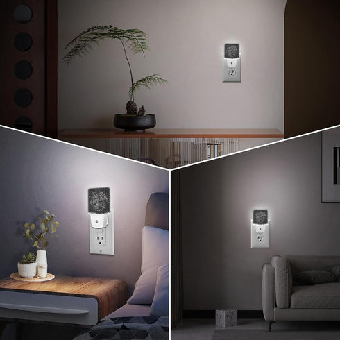 Jahiona White,0.5W LED Night Light Lamp with Smart Sensor Dusk to Dawn Sensor,Merry Christmas Happy Black White Night