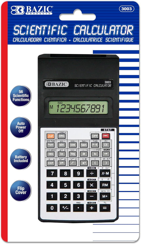 BAZIC 10-Digit Scientific Calculator with Flip Cover
