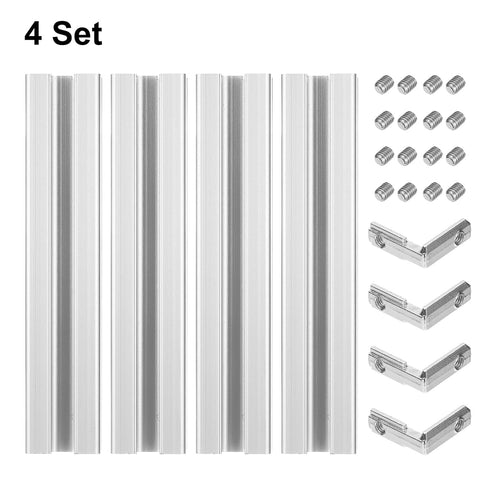 uxcell 4 Pcs T Slot 2020 Aluminum Extrusion Profile, 100mm x 20mm Linear Rail for 3D Printer, CNC, DIY (Silver Tone)