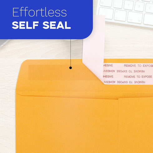 Manilla Envelopes 9x12 Self Seal, 100 PCS Goefun Brown Kraft Large Yellow Envelopes for Mailing - 100GSM