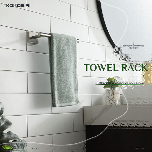 KOKOSIRI Towel Holder, Brushed Nickel Hand Towel Bar, Wall Mounted Kitchen Cabinet Paper Holder, Stainless Steel,