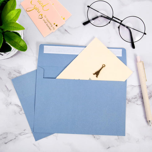 Ctosree 200 Pcs Dusty Blue A7 Invitation Envelopes, 5.25 x 7.25, Peel Stick Seal, Heavyweight for Invitations, Cards