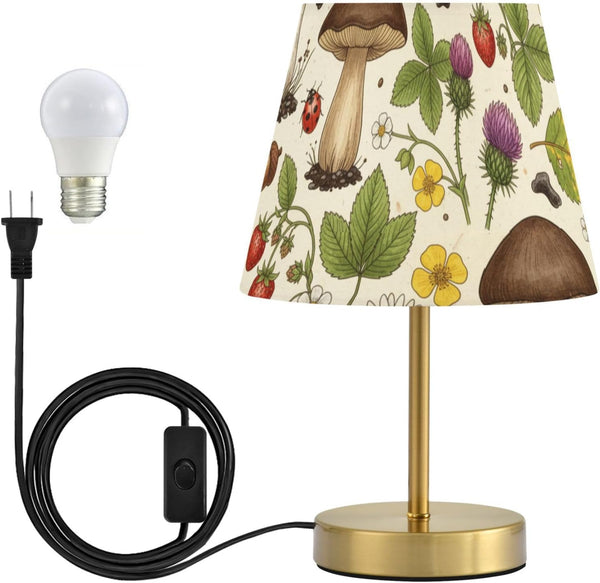 ALAZA Table Lamp for Bedroom Nightstand Mushrooms Summer Flowers Bedside Lamp with