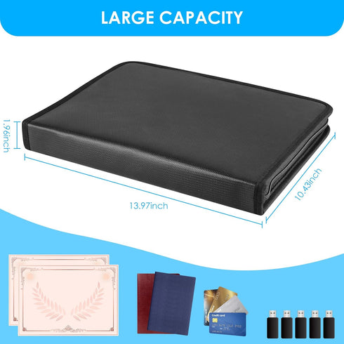 Important Document Organizer with 12 Pocket, Fireproof Accordion File Folder Holder with Zipper for Paper Storage