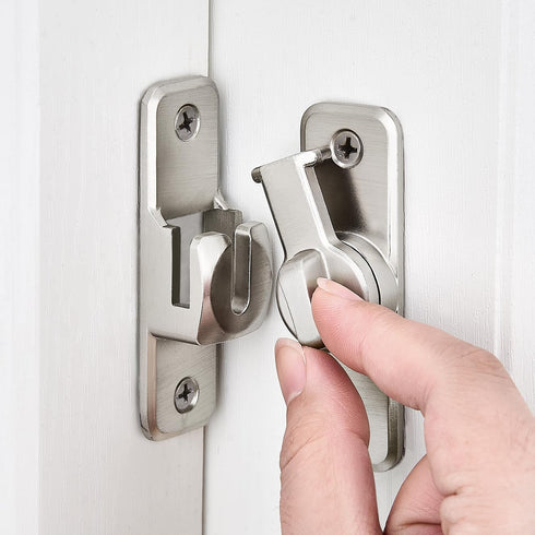 INIRET Silvery Enhanced Security Flip Latch Lock - Heavy-Duty 90/180 Degree Sliding and