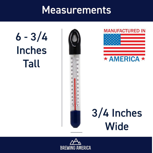 0-122F Brewing America Glass Floating Thermometer Homebrew Beer Winemaking USA-Made