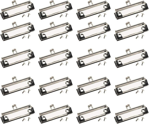 Juvale 20-Pack Mountable Clipboard Clips, 4 Inch Metal Clamp with Rubber Grip and Hanging Hole for Office, School,