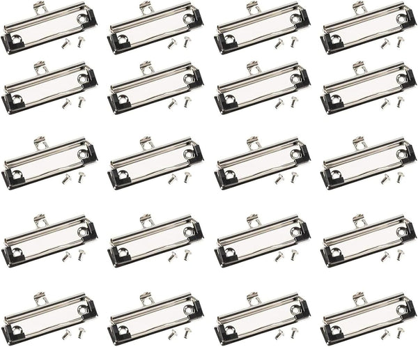 Juvale 20-Pack Mountable Clipboard Clips, 4 Inch Metal Clamp with Rubber Grip and Hanging Hole for Office, School,