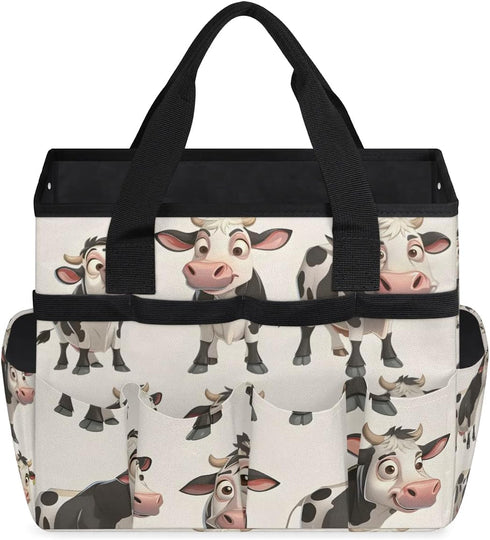 10 Cow Garden Tool Bag, Garden Tote Storage Bag with Pockets, Indoor and Outdoor Milk Cow Gardening Tool Organizer
