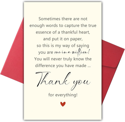Bewoow Lovely Thank You Card for Friend, Appreciation Card for Boss Coworker Teacher
