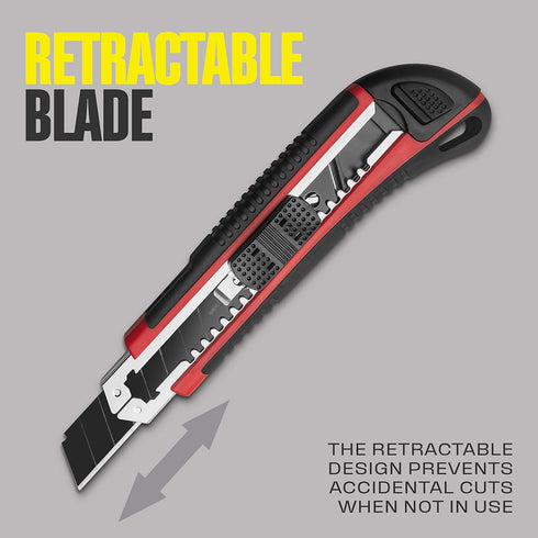 Berkling 18mm Retractable Utility Knife - 4x SK2H Snap Off Black Spare Blades (18mm 1 PACK)