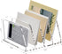 4-Section SANRUI Acrylic Desk File Sorter Organizer Holder, Clear Vertical Letter File Folder Rack, Notebook Magazine