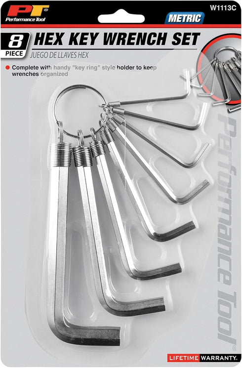 Performance Tool W1113C 8-Piece Metric Hex Key Wrench Set by Wilmar