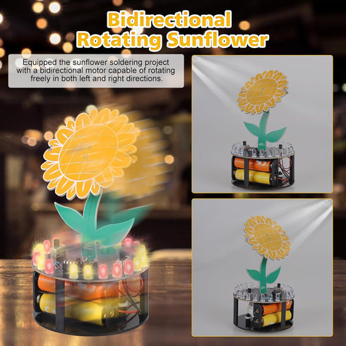 Sunflower Soldering Project, ICSTATION Light Chasing Sunflower Soldering Practice Kit with RGB LED Flashing Lights DIY