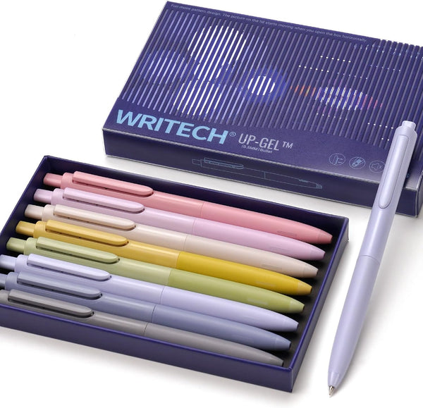 WRITECH 0.5mm Gel Pens, 8ct Silent Retractable Pens for Journaling, Drawing, and Writing, No Smear or Bleed