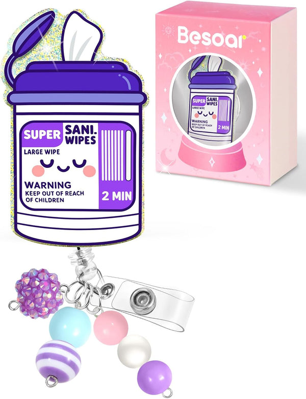 Besoar Nurse Badge Reel Retractable - Cute Sani Wipes Badge Reel Nursing,