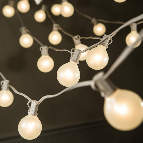 25FT G40 27 Bulbs, Outdoor String Lights, Frosted White Globe String Lights with Warm White Hanging Patio Lights UL