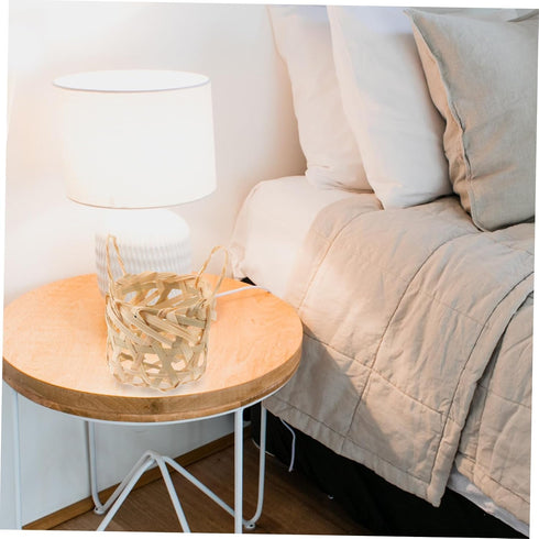 2Pcs Luxshiny Rustic Woven Lampshade Small Lamp Shades with Handles for Decorative Lighting Natural Atmosphere Design