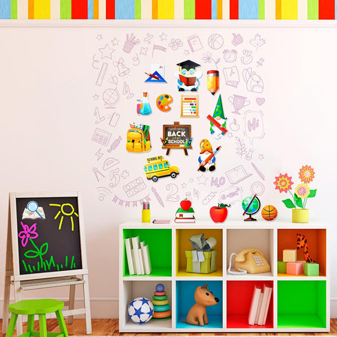 HOWAF 32pcs Welcome Back to School Decorations - Cutouts for First Day of School Party Supplies and Classroom