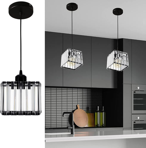 Ridgeyard Crystal Pendant Light Modern Chrome Ceiling Pendant Lighting Mini Kitchen Island