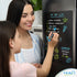 Magnetic Black Dry Erase Board for Fridge, 17 x 11 inch, Stain-Resistant with Neon Chalk Markers & Eraser