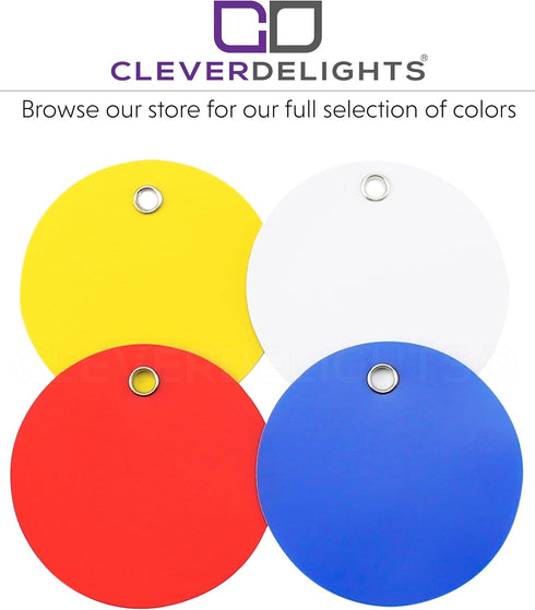 CleverDelights 2" Round Plastic Tags - 100 Pack, Waterproof Heavy Duty Tear-Resistant