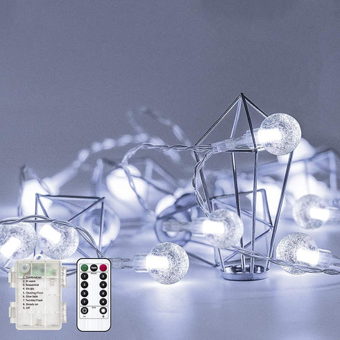 Metaku Outdoor String Lights Battery Operated 26ft 60LED Fairy Lights with Remote