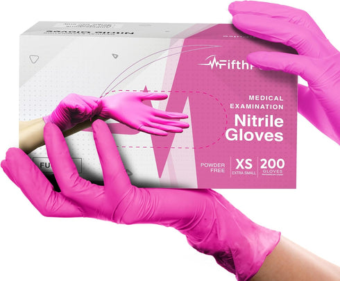 FifthPulse Fuchsia Hot Pink Nitrile Disposable Gloves - 3 Mil Nitrile -